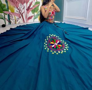 teal blue lehenga With Multicolour Blouse 🥳