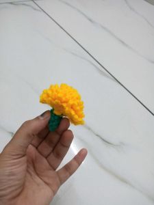 Crochet marigold keychain