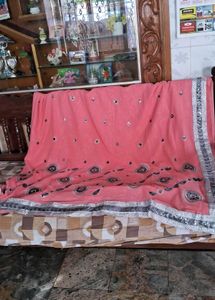 baby pink silver chamki  georget saree