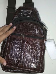 Stylish Leather Brown Sling Bag - UNISEX