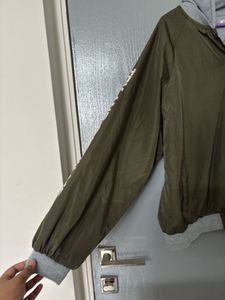 Olive Green Oversized Hooded Jacket