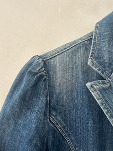 Blue Faded Jacket With Puffed Sleeves