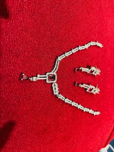 American Diamond Red &amp; Silver JewelrySet NewWdtag