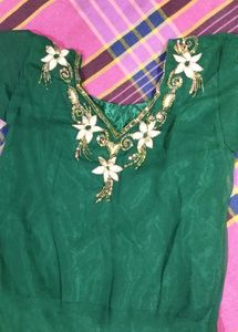 Long Frock With Handwork Full Koti