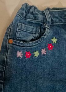 Girls' Dark Wash Embroidered Jeans