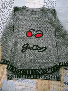 Graphic Print Knit Sweater