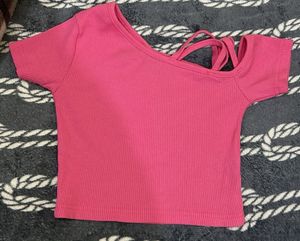 Pink Off-Shoulder Crop Top