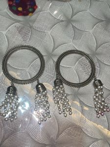 Silver Bangles attached Pearls