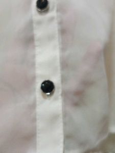 Sheer Lace Accent Button Down