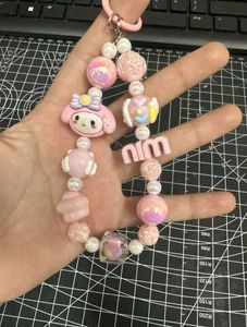 Pink Sanrio Beaded Keychain