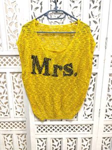 Chic Mrs. Sequin Knit Top  Yellow A