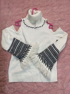 Venus Ivory Cold Shoulder Turtleneck Sweater