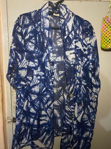 Blue & White Print Shrug