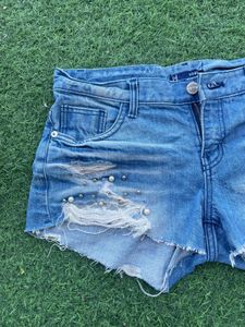Distressed Denim Shorts
