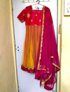 Pink &amp; Gold Anarkali Suit