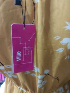 NEW WITH TAG YELLOW FANCY A-LINE DRESS FOR WOMEN