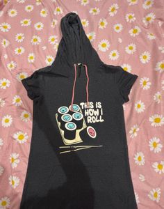 Printed Hooded Nightshirt with Insert Pockets