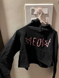 Meow Cropped Hoodie