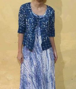 Blue &amp; White Dress with Jacket