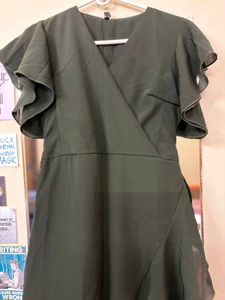 Olive Green Ruffle Maxi Dress