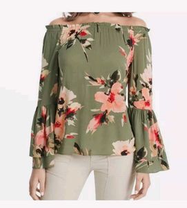 Imported Floral Off Shoulder Top