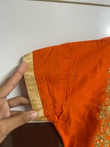 Orange Embroidered Kurti