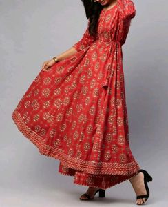 Ishin Women Pure Cotton Anarkali Kurta Plazzo Set