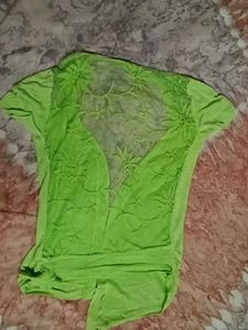 Green Transparent Embroidery Overcoat
