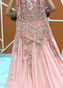 peach embroidery gown
