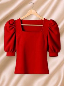 Red Puff Sleeve Top
