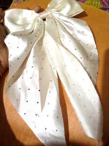 Ivory Bow with Rhinestones