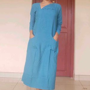 Teal Long Sleeve Knit Kurta