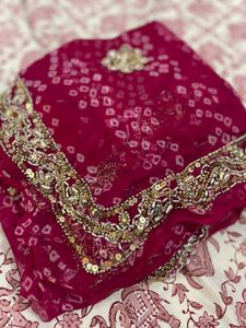 Bandhej  Rose Pink Wedding Wear Saree