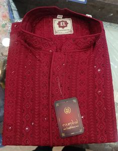 Maroon Embroidered Kurta Set
