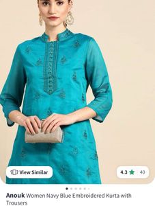 Navy Blue Embroidered Kurta Set by Anouk – Size S