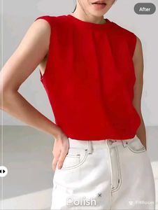 New With Tag Half Korean Red Cute Top