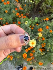 real silver Black Stone Ring