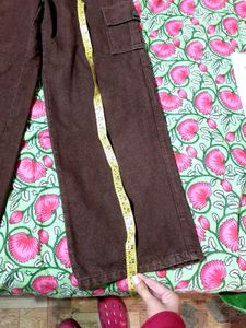 Brown Wide Leg Cargo Pants