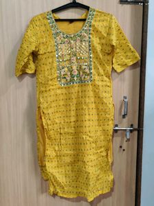 Yellow Embroidered Kurta