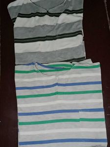 Combo of 2 White Striped Men's T-Shirt Bundle