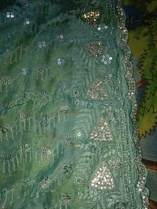 New stone Saree with attached blouse piece