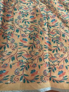 New Sea Blue And Mango Yellow Saree For Grabs