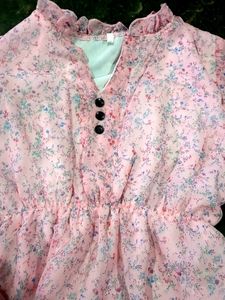 Pink Floral Print Dress