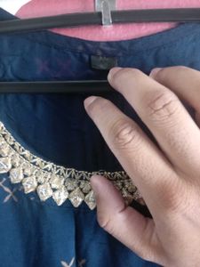Pure Cotton Full Gown Navy Blue Kurti