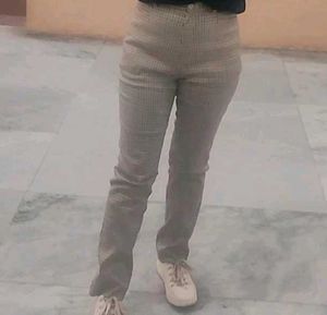 High Rise Beautiful Trousers With Pin Checks