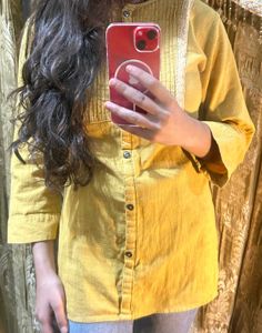 Yellow Lace Trim Top
