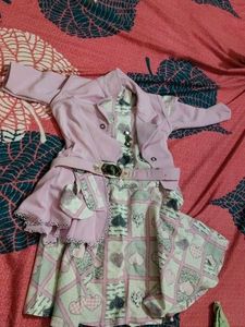 Girl's Pink Heart Dress Set