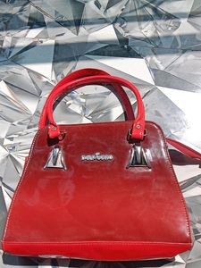 red and black hand bag combo