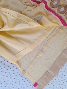 yellow chiffon kurta and pent