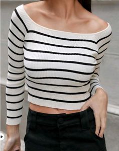 New with tag Pinterest Chic Striped Off-Shoulder C